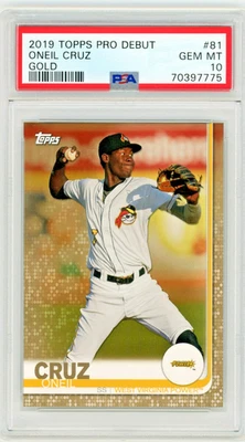 2019 Topps Pro Debut Gold /50 Oneil Cruz Rookie #81 PSA 10 - pop 2 - Image 1 of 2