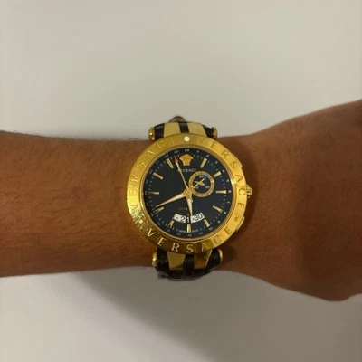 Versace Men's 42mm V-Race Swiss Made Quartz Sapphire Crystal Leather Strap Watch - Image 1 of 4