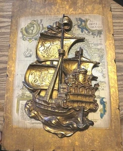 Mid 20th Century 3d Decritive Galleon Ship Hollywood Regency Style - Picture 1 of 6