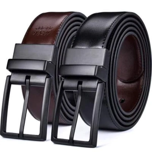 Men's Dress Belt Leather Reversible 1.25" Wide Rotated Buckle Gift Box(Black/... - Picture 1 of 7