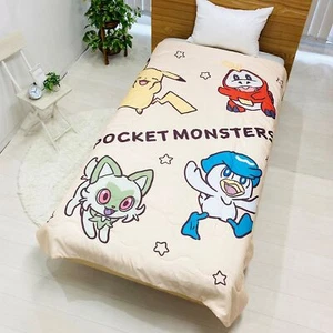 Skin Comforter Single Pokemon Pikachu Sprigatito Fuecoco Quaxly Beige 4621404 - Picture 1 of 6