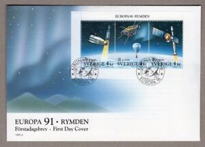 Sweden 1991 europa cept - space- aviation FDC