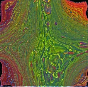 Original Acrylic Pour Abstract Painting 6" x 6" Deep Canvas " Green Crossroads" - Picture 1 of 6