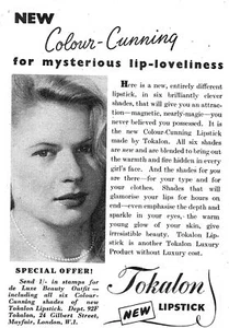 1951 Advert TOKALON Lipstick Small Vintage Original Cosmetics Print Ad Ephemera - Picture 1 of 1