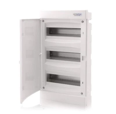 INTRATEC Sicherungskasten Unterputz IP40 Verteiler Gehäuse 3-reihig 36 Module weiße Tür