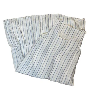 J Jill Love Linen Medium Maxi Dress White Blue Stripe Sleeveless Tiered Ruffle - Picture 1 of 11
