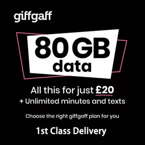 80GB giffgaf £20 goodybag 30 days with unltd calls texts, Roaming after UK usage