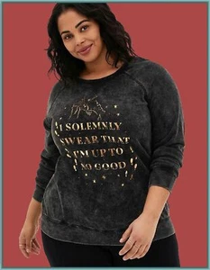 TORRID 3X 22-24 HARRY POTTER SOLEMNLY SWEAR BLACK GOLD MINERAL SWEATSHIRT TOP - Picture 1 of 6