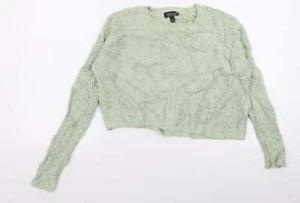 Topshop Womens Green Cotton Blend Jumper Size 10 - Picture 1 of 12