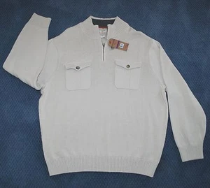 NWT - Dockers Heavyweight tan zip-neck 100% cotton sweater (XXL) MSRP $60 - Picture 1 of 5