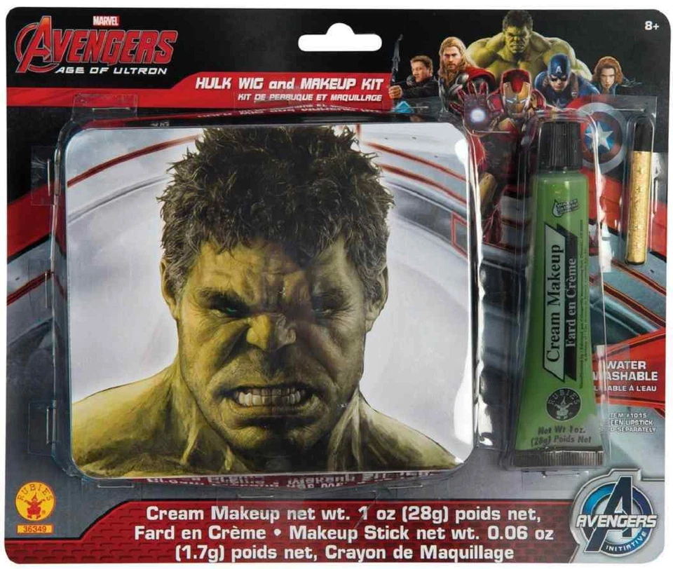 Hulk Wig & Makeup Kit Avengers 2 Marvel Superhero Halloween Costume Accessory - Image 1 of 1