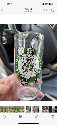 Boston Celtics World Champions 1986 Mobil Gas 5.5" Drinking Glass Vintage NBA Cover