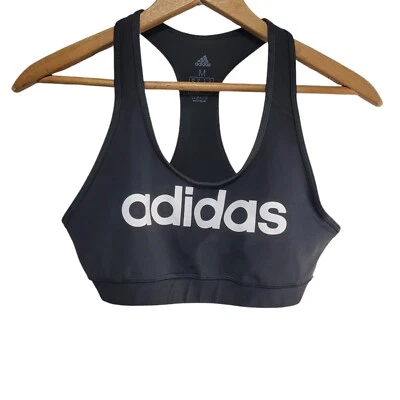 Adidas Climalite Sports Bra Black With  White Logo Size M Flawed - Image 1 of 4