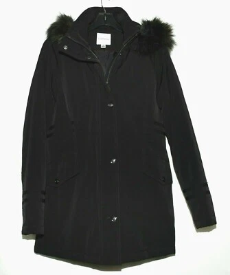 Croft & Barrow Black Faux Fox Fur Trimmed Hood Insulated Womens Jacket Size S - Image 1 of 4