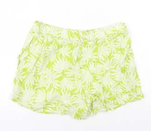 Uniqlo Womens Green Floral Viscose Blend Bermuda Shorts Size M Reg Pull On - Picture 1 of 12