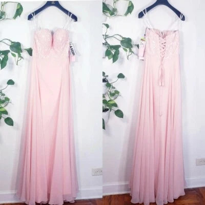 Maxi Vestido Largo Para Mujer 6 PEQUEÑO Rubor Rosa ALYCE París Vestido de Lentejuelas Baile de graduación Boda Foto 1 de 4