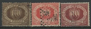 SAN MARINO, USADO, #1-2,4-6,9-11,14,18-19, (3) MOSTRADO, CENTRADO TÍPICO - Imagen 1 de 1