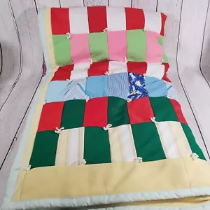 Vintage Quilt Retro Blocks 86”x70” Patchwork Polyester Handmade Comforter - Picture 1 of 9