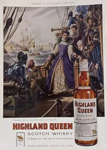 Whisky escocés Highland Queen de 1960. Anuncio de revista original vintage. - Imagen 1 de 1