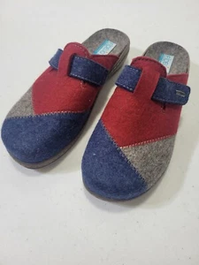 Women's Fidelio Allie Mule Blue Grey Red Jeans Patch Clog EU 39 US 8.5 - Picture 1 of 5