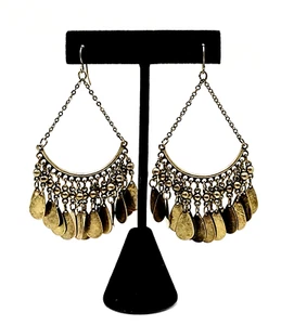 Flache Tränen Chandelier Ohrhänger goldfarben durchbohrt Haken Stil Vintage Ohrringe - Bild 1 von 19