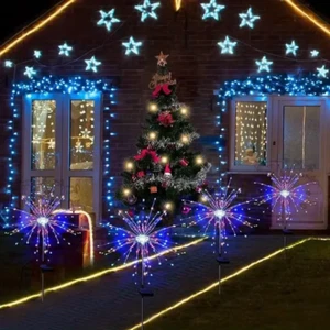 2-4 Pack Solar Firework Lights Outdoor Waterproof Path Lawn Garden Lamp 200 LED - Picture 1 of 16