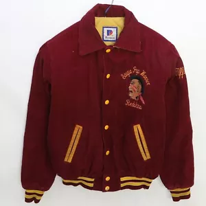 Vintage Saugus Redskins Corduroy Bomber Jacket Youth Size Large Red - Picture 1 of 6