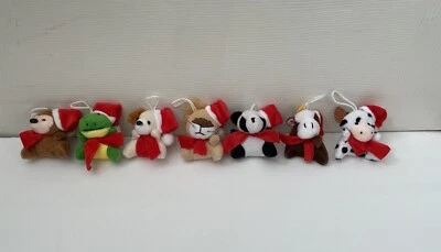 7 Stuffed Animal Plush Christmas Ornaments 2.5” - Image 1 of 4