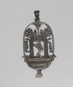 Vintage 925 Sterling Silver Egyptian Nefertiti Pendent - Picture 1 of 5