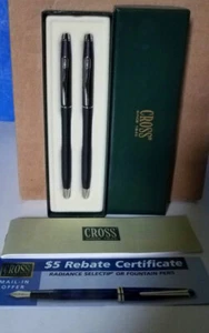 Vintage Cross Pen And & Pencil Set With Box & Paperwork & Rebate Classic Black - Picture 1 of 3