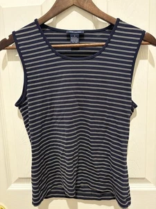 The Limited Blouse Top Shell Cami Scoop Neck Sleeveless Blue and White Small - Picture 1 of 9