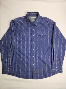 WRANGLER Retro Shirt Men’s XXL Blue Western Pearl Snap Long Sleeve Rodeo Q290 - Picture 1 of 7