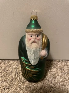 Krebs Lauscha Weihnachtsmann Ornament mundgeblasen Glas verziert Glitzer Glitter Germany - Bild 1 von 7