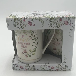 NIB Kent Pottery Mug Bible Verse John 4:19 We Love Because He First Loved Us New - Picture 1 of 5