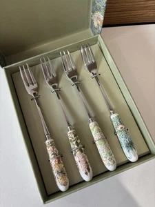 Spode Morris & Co Juego de 4 Tenedores de Pastelería Fresa Ladrón Lirio Dorado Nuevo En Caja - Imagen 1 de 7