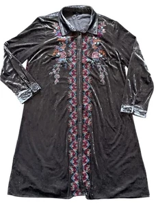 Maxi abito donna/adolescente Andree by Unit velluto ricamato floreale con bottoni taglia 1X - Foto 1 di 7