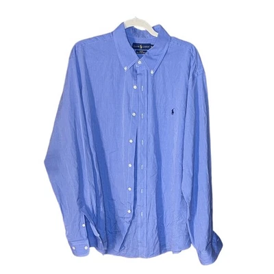 Polo Ralph Lauren Logo-Embroidered Blue Cotton Oxford Button Down Shirt XXL - Image 1 of 4