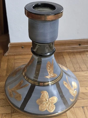 Shisha Grundteil Wasserpfeife edel Goldverziert wie neu graues Glas - Bild 1 von 4