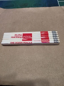 Coca Cola Pencils Vintage White It's the Real Thing NEW 1970s Pkg of 12 - Picture 1 of 1