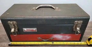 Vtg 1980s Master Mechanic Pro Metal Tool Box w/ Drawer 20"x10"x9" Gray - Picture 1 of 9