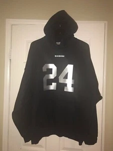 Oakland Raiders Marshawn Lynch Black Jersey Style Hoodie Hooded Sweatshirt - Picture 1 of 4