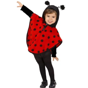 Käfer Poncho mit Kapuze 98 cm 1-2 Jahre Marienkäfer Kostüm Kinder Cape rot - Bild 1 von 2