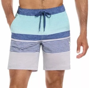 Hurley Herren Badeshorts Badehose blau grau gestreift Reg X Large XL Neu mit Etikett - Bild 1 von 8