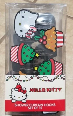 12pc Sanrio Hello Kitty Christmas Treats Shower Curtain Hooks - Image 1 of 2