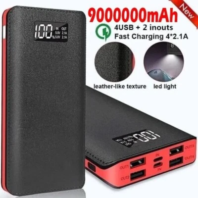 Portable Power Bank 9000000mAh Charger Backup Pack Battery 4USB for Mobile Phone - Image 1 of 4