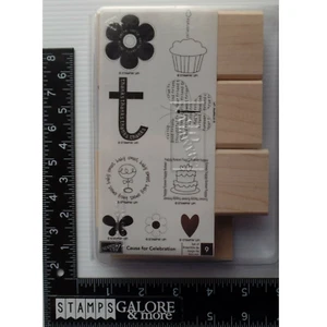 Stampin' Up! Rubber Stamps CAUSE FOR CELEBRATION HOLIDAYS CAKE BABY HEART FLOWER - Picture 1 of 2