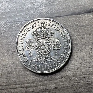 Silver 1941 British Two Shillings King George VI UK 0.50% Silver NM Coin - Picture 1 of 4