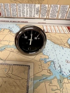 Stewart Warner #826538 Gauge Marine Deluxe Ammeter 60-0-60 Amps 2 1/16 in. Diam - Picture 1 of 3