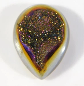 NATURAL MULTI TITANIUM DRUZY PEAR CABOCHON GEMSTONE 20X15X9 mm 18.CT AJ=064 - Picture 1 of 6