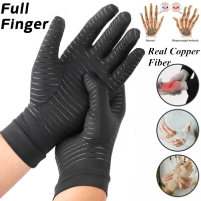 Guantes de presión de fibra de cobre guantes completos para articulaciones de dedo desodorante anti artritis Foto 1 de 4